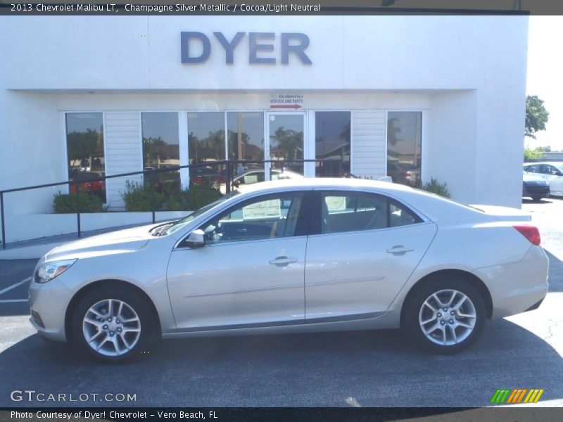 Champagne Silver Metallic / Cocoa/Light Neutral 2013 Chevrolet Malibu LT