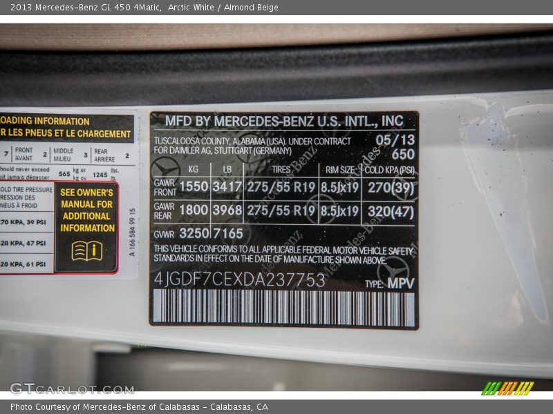 Arctic White / Almond Beige 2013 Mercedes-Benz GL 450 4Matic
