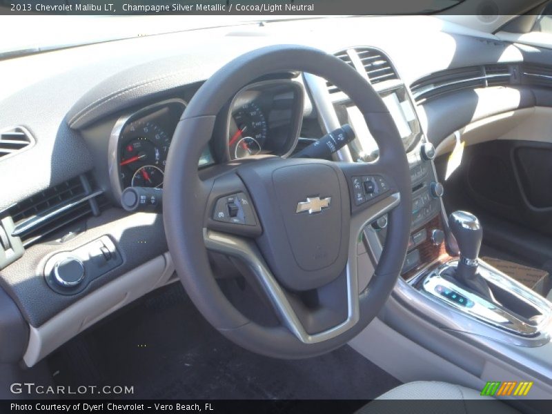 Champagne Silver Metallic / Cocoa/Light Neutral 2013 Chevrolet Malibu LT