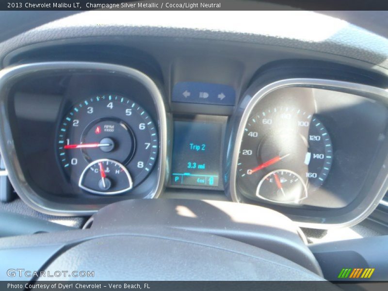 Champagne Silver Metallic / Cocoa/Light Neutral 2013 Chevrolet Malibu LT
