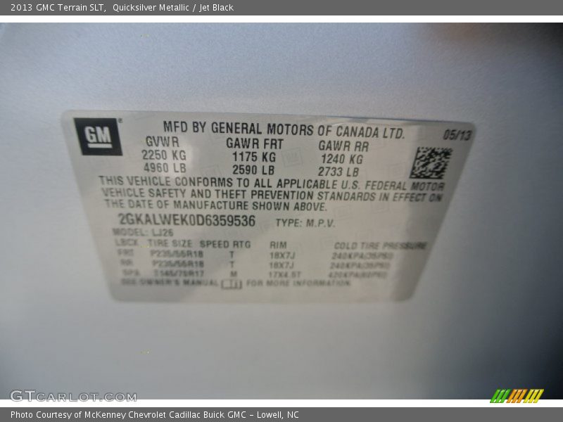 Quicksilver Metallic / Jet Black 2013 GMC Terrain SLT