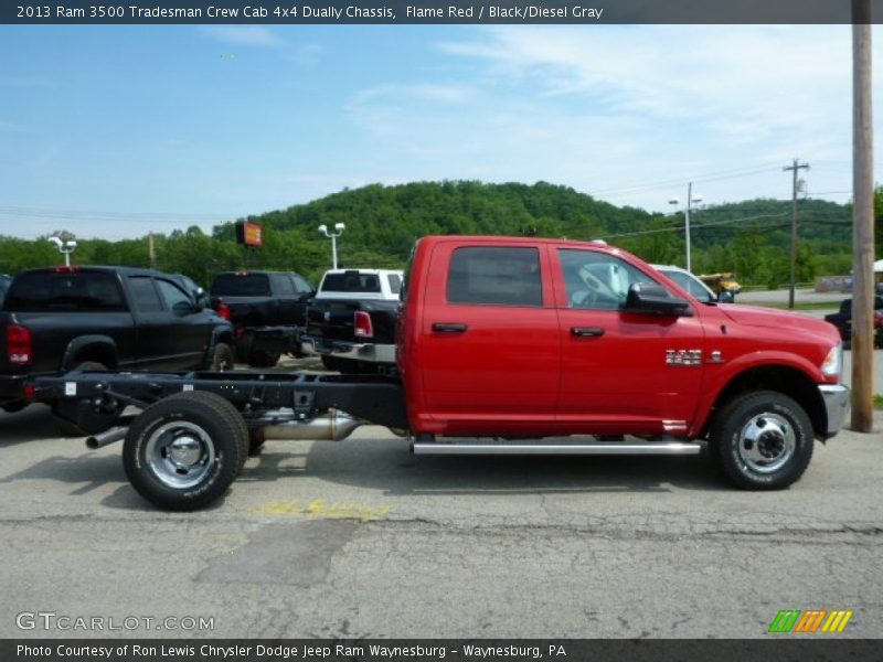 Flame Red / Black/Diesel Gray 2013 Ram 3500 Tradesman Crew Cab 4x4 Dually Chassis