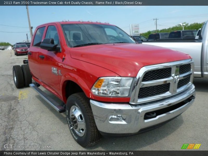 Flame Red / Black/Diesel Gray 2013 Ram 3500 Tradesman Crew Cab 4x4 Dually Chassis