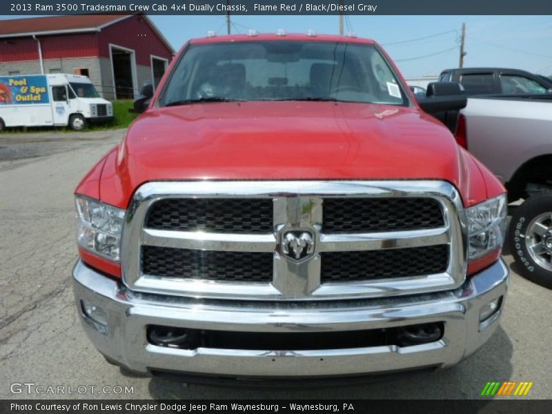 Flame Red / Black/Diesel Gray 2013 Ram 3500 Tradesman Crew Cab 4x4 Dually Chassis