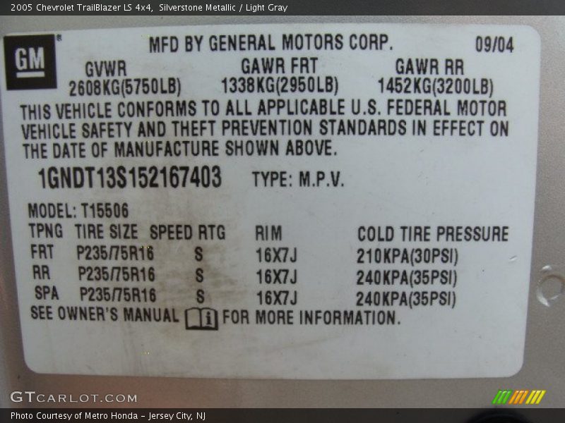 Silverstone Metallic / Light Gray 2005 Chevrolet TrailBlazer LS 4x4