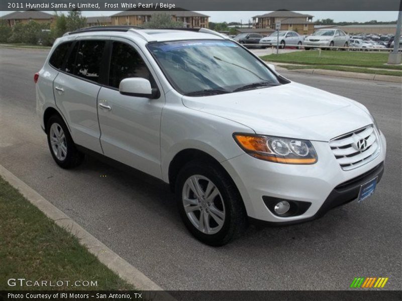 Frost White Pearl / Beige 2011 Hyundai Santa Fe Limited