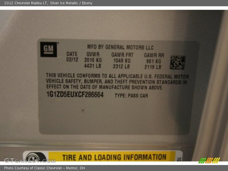 Silver Ice Metallic / Ebony 2012 Chevrolet Malibu LT