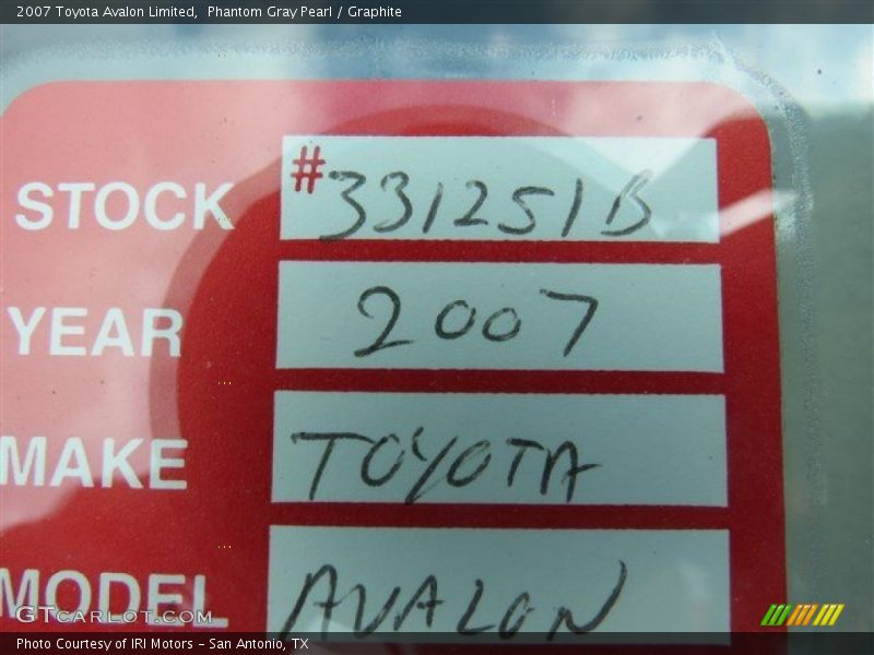 Phantom Gray Pearl / Graphite 2007 Toyota Avalon Limited