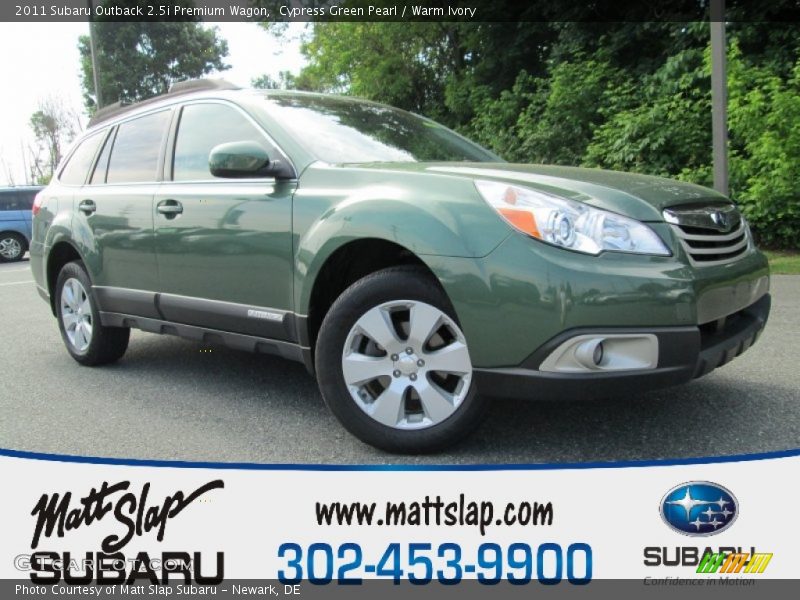 Cypress Green Pearl / Warm Ivory 2011 Subaru Outback 2.5i Premium Wagon