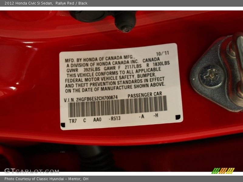 Rallye Red / Black 2012 Honda Civic Si Sedan