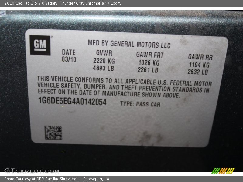 Thunder Gray ChromaFlair / Ebony 2010 Cadillac CTS 3.0 Sedan