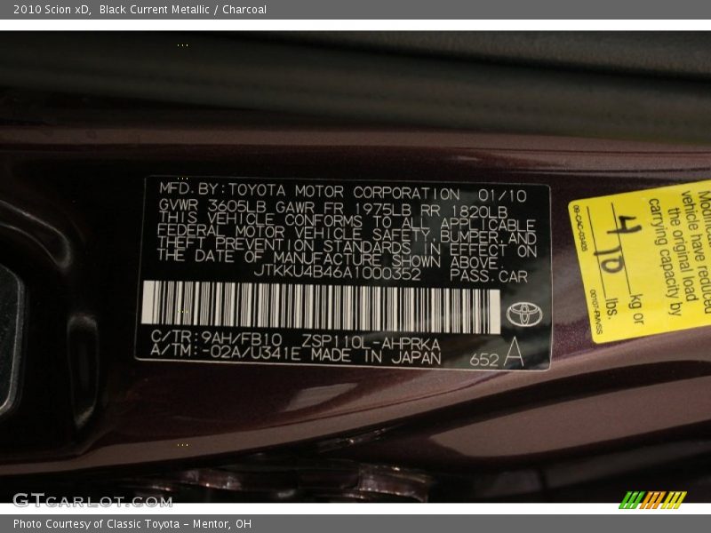 Black Current Metallic / Charcoal 2010 Scion xD
