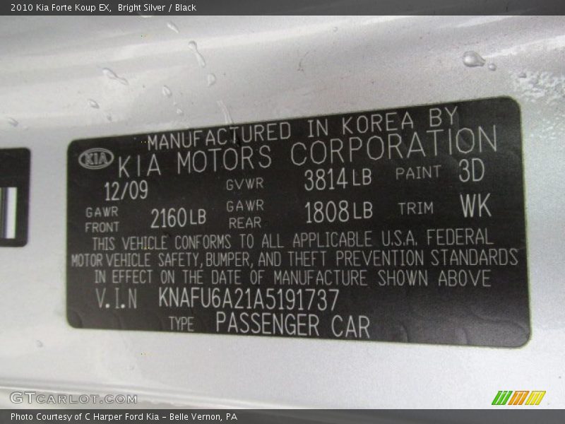 Bright Silver / Black 2010 Kia Forte Koup EX