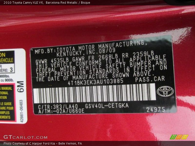 Barcelona Red Metallic / Bisque 2010 Toyota Camry XLE V6