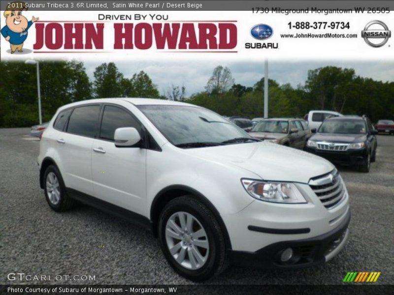 Satin White Pearl / Desert Beige 2011 Subaru Tribeca 3.6R Limited
