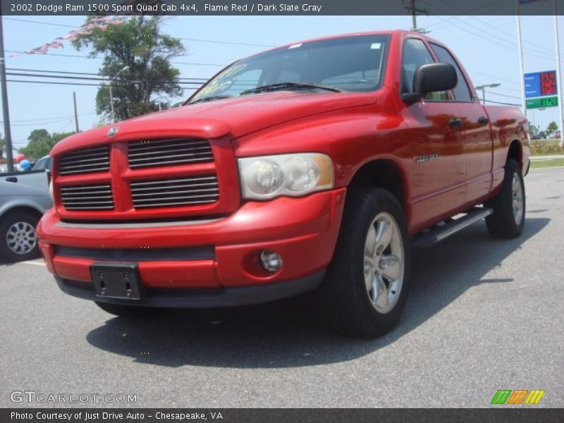 Flame Red / Dark Slate Gray 2002 Dodge Ram 1500 Sport Quad Cab 4x4