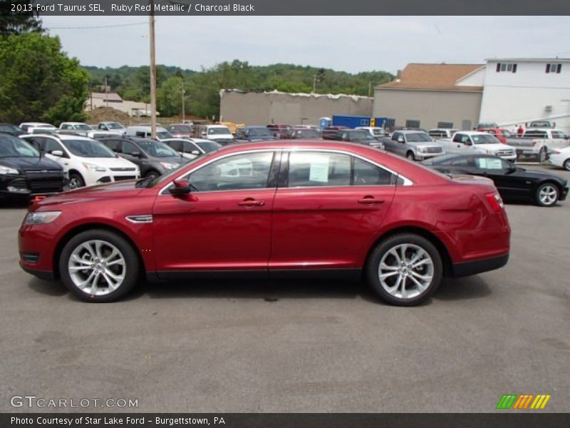 Ruby Red Metallic / Charcoal Black 2013 Ford Taurus SEL