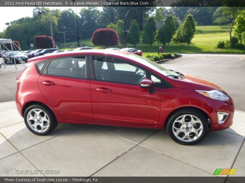 Red Candy Metallic / Charcoal Black/Blue Cloth 2011 Ford Fiesta SES Hatchback