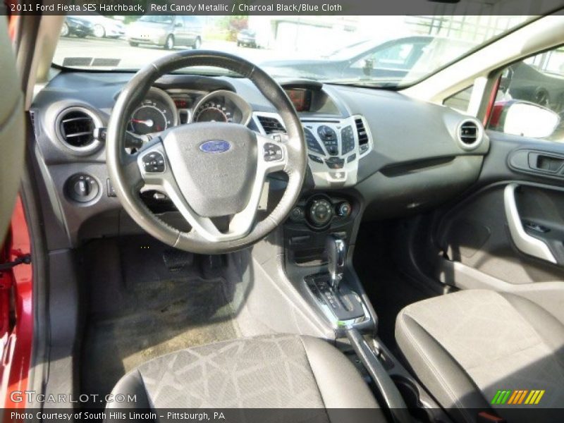 Red Candy Metallic / Charcoal Black/Blue Cloth 2011 Ford Fiesta SES Hatchback