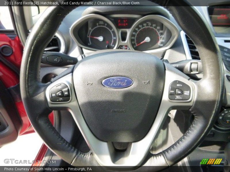 Red Candy Metallic / Charcoal Black/Blue Cloth 2011 Ford Fiesta SES Hatchback