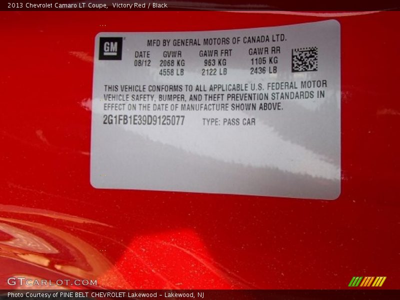 Victory Red / Black 2013 Chevrolet Camaro LT Coupe