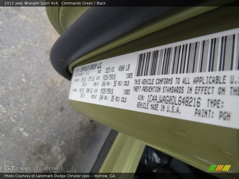 Commando Green / Black 2013 Jeep Wrangler Sport 4x4