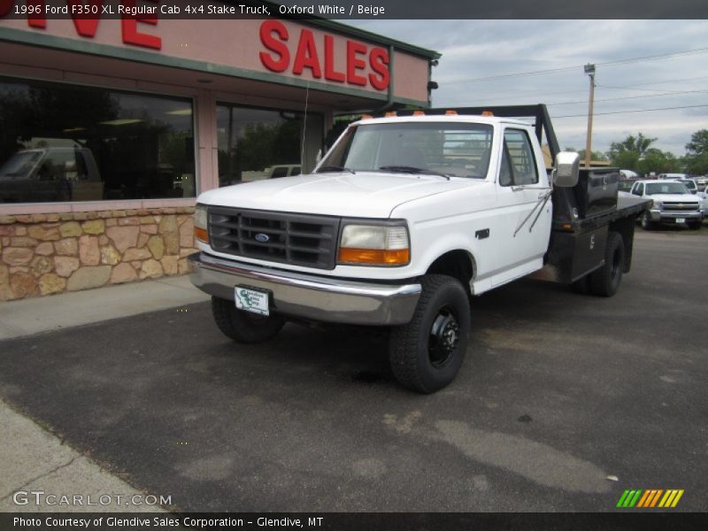 Oxford White / Beige 1996 Ford F350 XL Regular Cab 4x4 Stake Truck