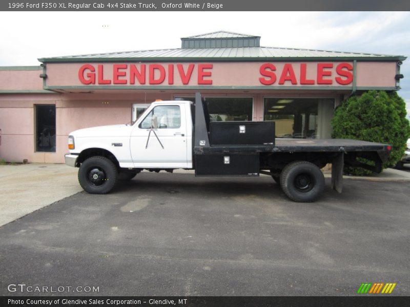 Oxford White / Beige 1996 Ford F350 XL Regular Cab 4x4 Stake Truck