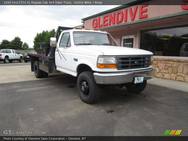 Oxford White / Beige 1996 Ford F350 XL Regular Cab 4x4 Stake Truck
