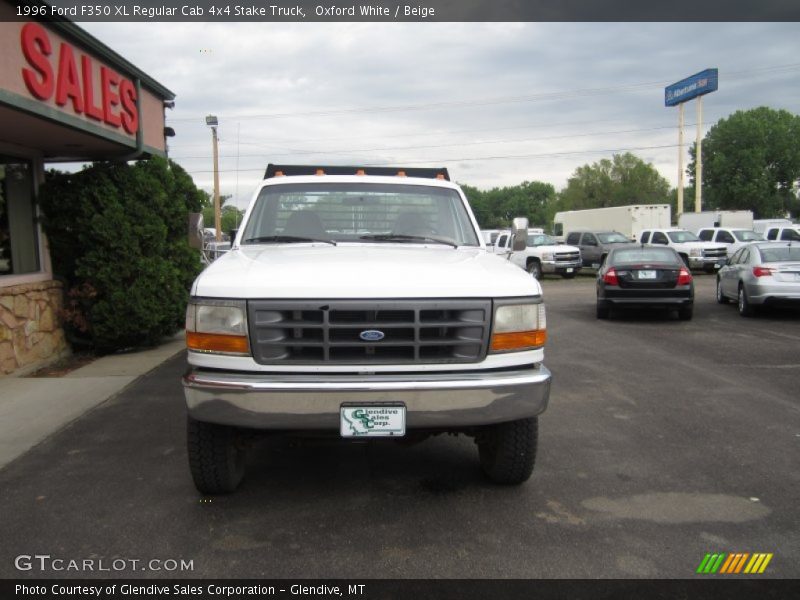 Oxford White / Beige 1996 Ford F350 XL Regular Cab 4x4 Stake Truck