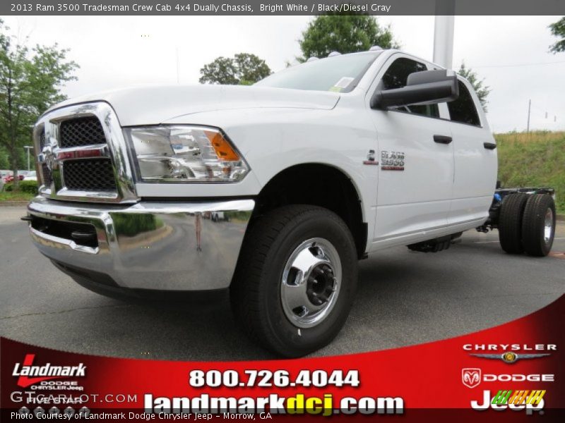 Bright White / Black/Diesel Gray 2013 Ram 3500 Tradesman Crew Cab 4x4 Dually Chassis