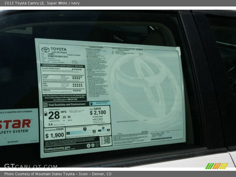 Super White / Ivory 2013 Toyota Camry LE