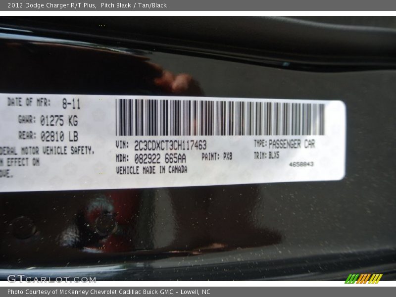 Pitch Black / Tan/Black 2012 Dodge Charger R/T Plus