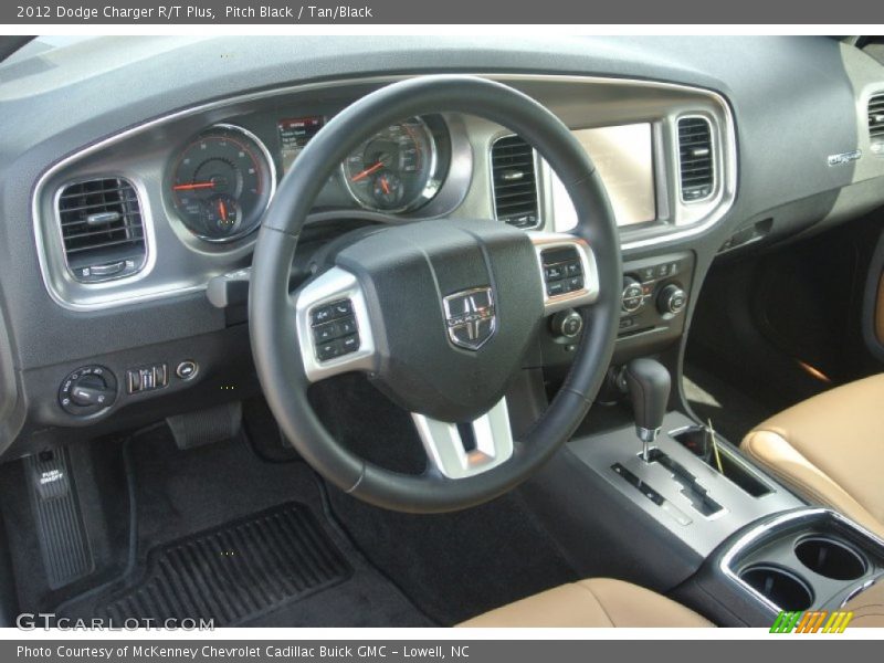 Pitch Black / Tan/Black 2012 Dodge Charger R/T Plus