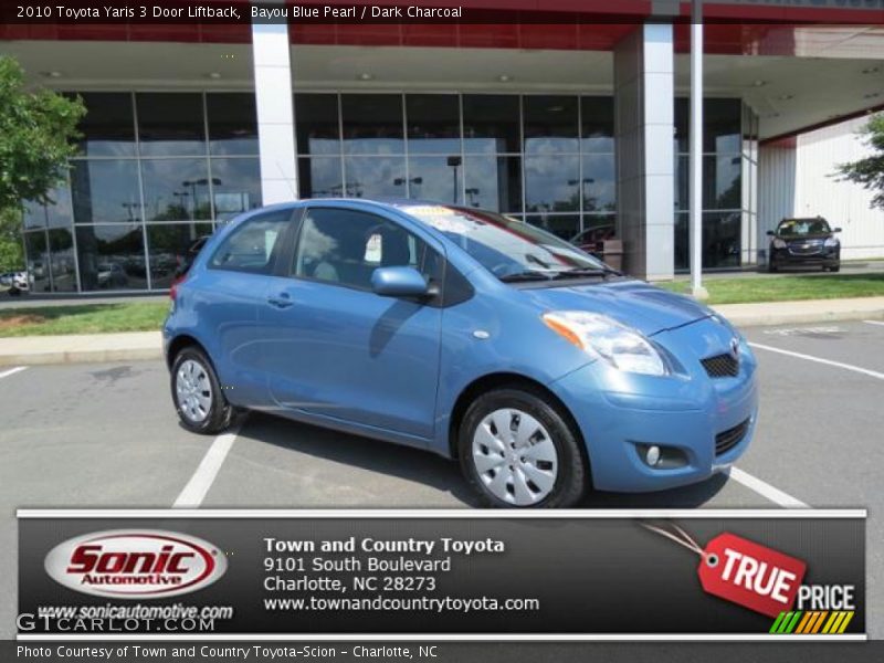 Bayou Blue Pearl / Dark Charcoal 2010 Toyota Yaris 3 Door Liftback
