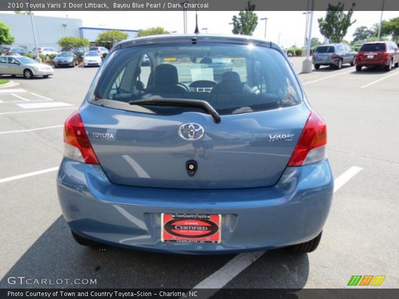 Bayou Blue Pearl / Dark Charcoal 2010 Toyota Yaris 3 Door Liftback
