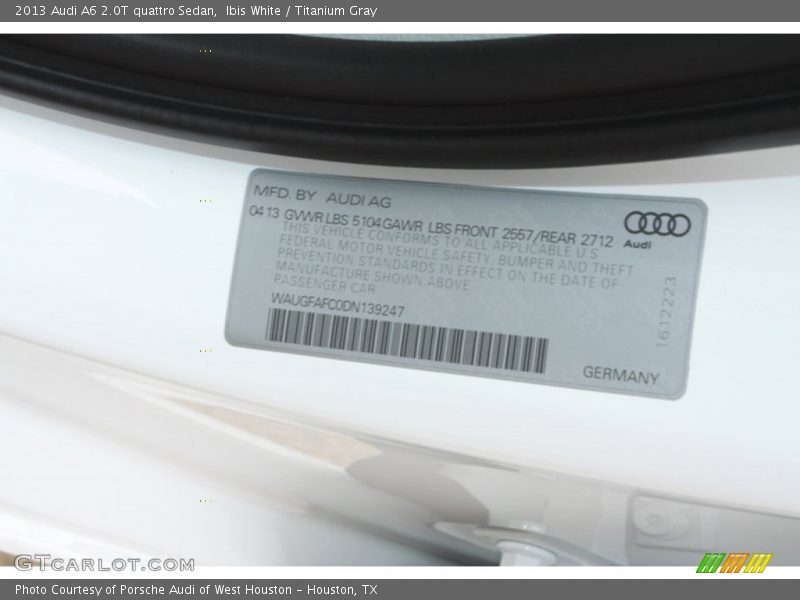 Ibis White / Titanium Gray 2013 Audi A6 2.0T quattro Sedan