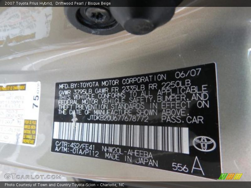 2007 Prius Hybrid Driftwood Pearl Color Code 4S2