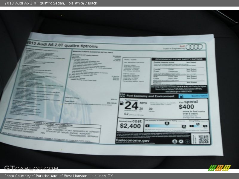 Ibis White / Black 2013 Audi A6 2.0T quattro Sedan