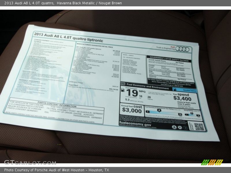 Havanna Black Metallic / Nougat Brown 2013 Audi A8 L 4.0T quattro