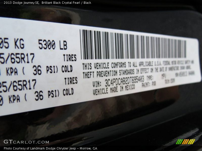 Brilliant Black Crystal Pearl / Black 2013 Dodge Journey SE