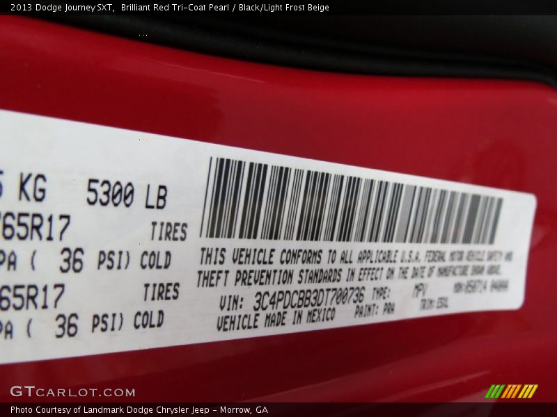 Brilliant Red Tri-Coat Pearl / Black/Light Frost Beige 2013 Dodge Journey SXT