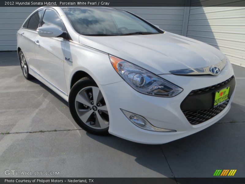 Porcelain White Pearl / Gray 2012 Hyundai Sonata Hybrid