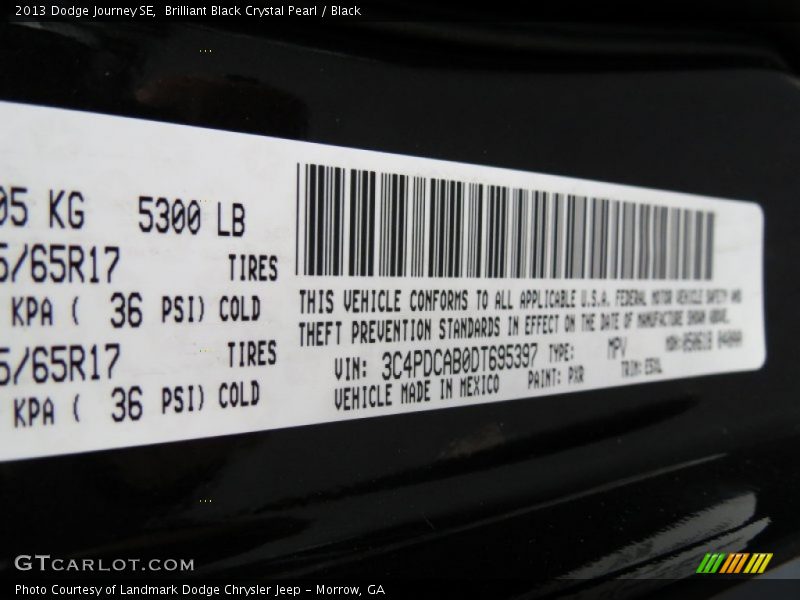Brilliant Black Crystal Pearl / Black 2013 Dodge Journey SE