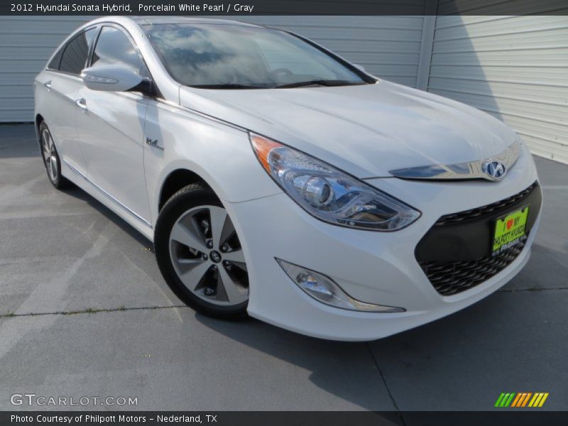 Porcelain White Pearl / Gray 2012 Hyundai Sonata Hybrid