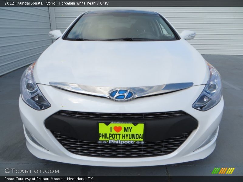 Porcelain White Pearl / Gray 2012 Hyundai Sonata Hybrid