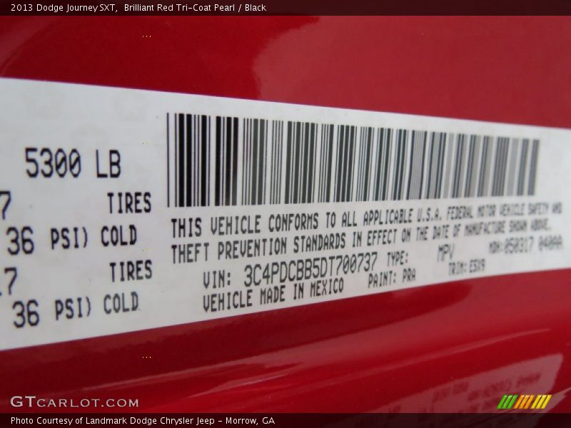Brilliant Red Tri-Coat Pearl / Black 2013 Dodge Journey SXT
