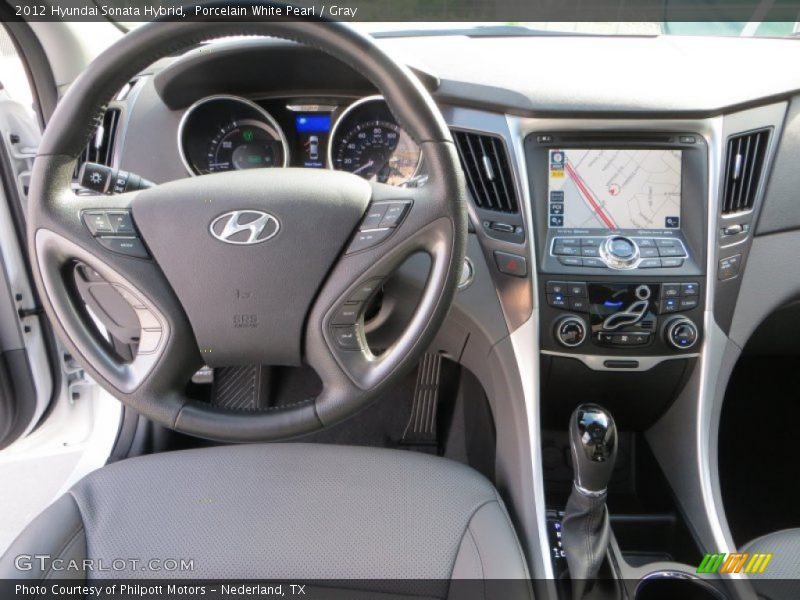 Porcelain White Pearl / Gray 2012 Hyundai Sonata Hybrid