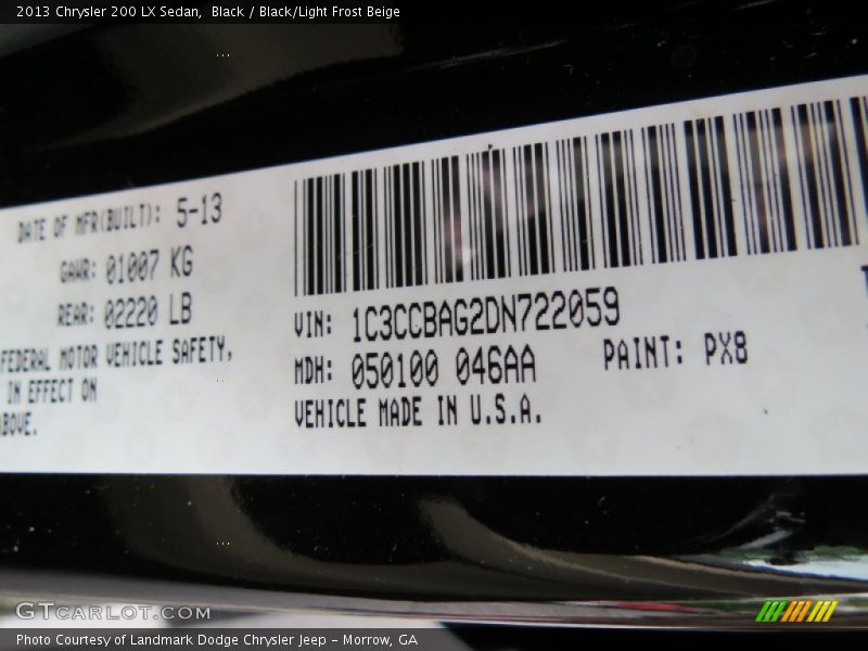 Black / Black/Light Frost Beige 2013 Chrysler 200 LX Sedan