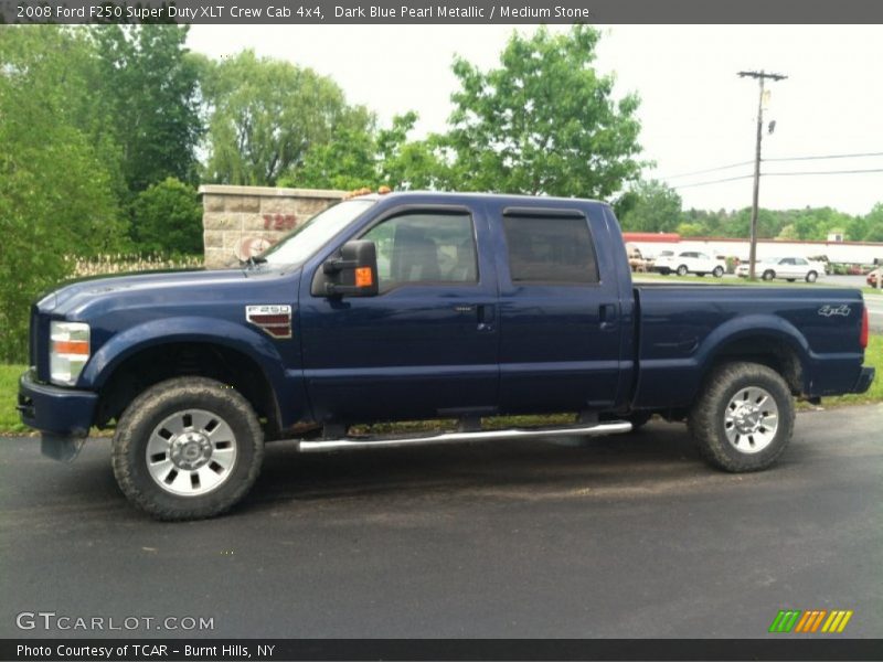 Dark Blue Pearl Metallic / Medium Stone 2008 Ford F250 Super Duty XLT Crew Cab 4x4